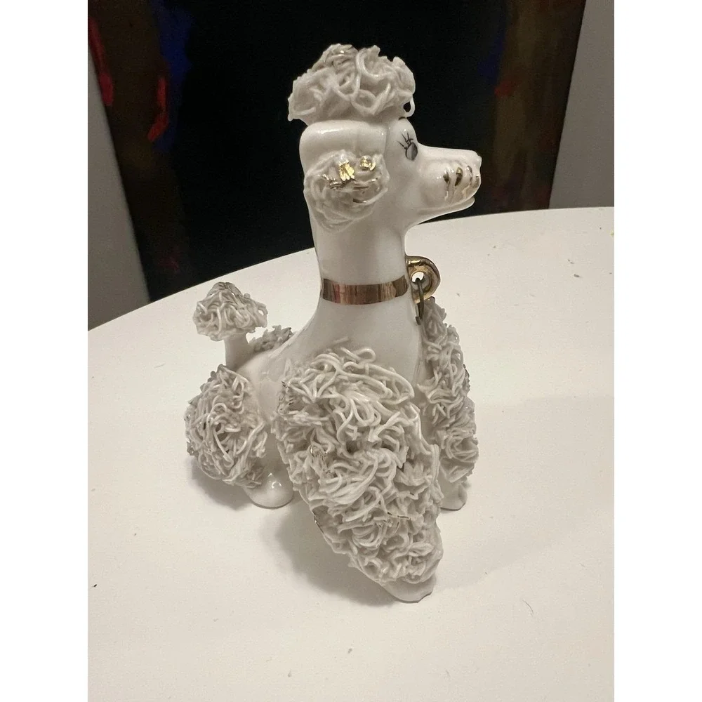 Vintage 1950's Lefton Poodle Figurine Gold Spaghetti